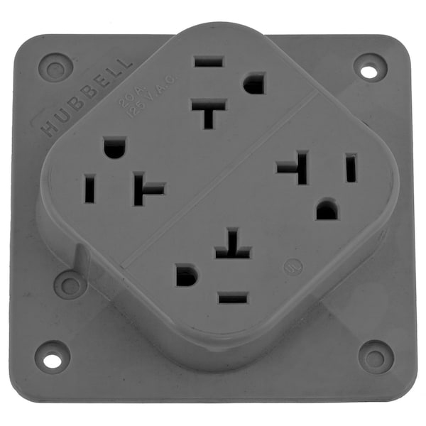 Straight Blade Receptacle, 5-20R, 20 A, 125V AC, 2 Pole, 3 Wire, Surface Mount, Grounded